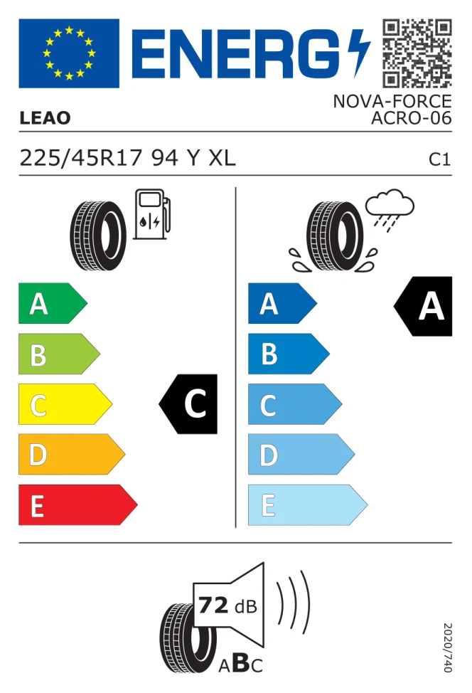 Etichetta europea LEAO NOVA FORCE ACRO 225/45R17 94Y TL