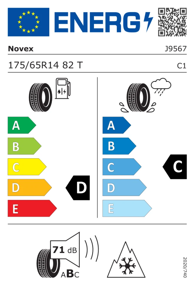 Etichetta europea NOVEX ALL SEASON 3E 175/65R14 82T TL
