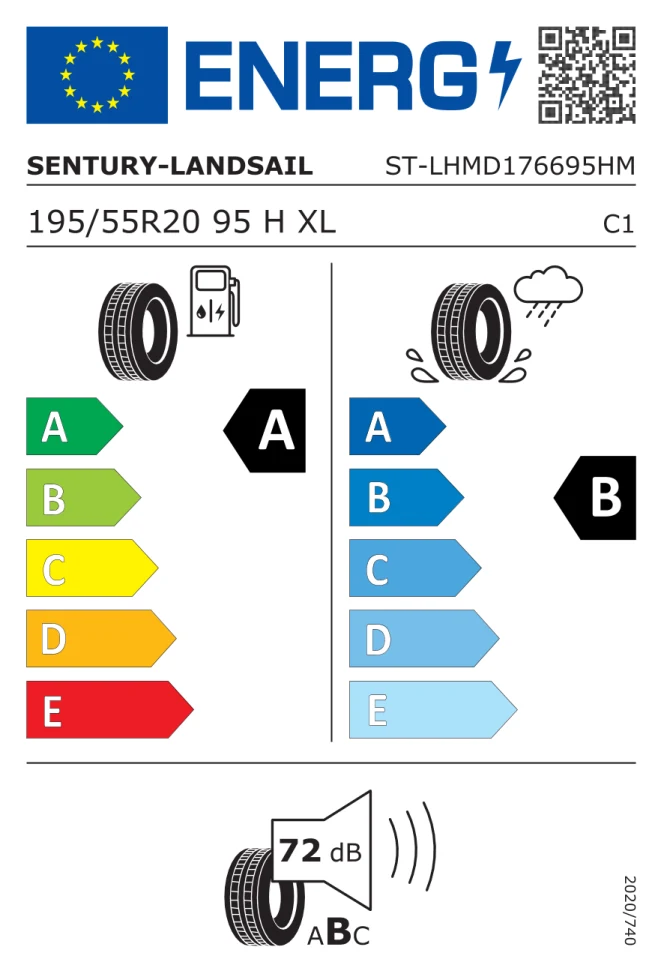 Etichetta europea LANDSAIL SENTURY QIRIN 990 195/55R20 95H TL