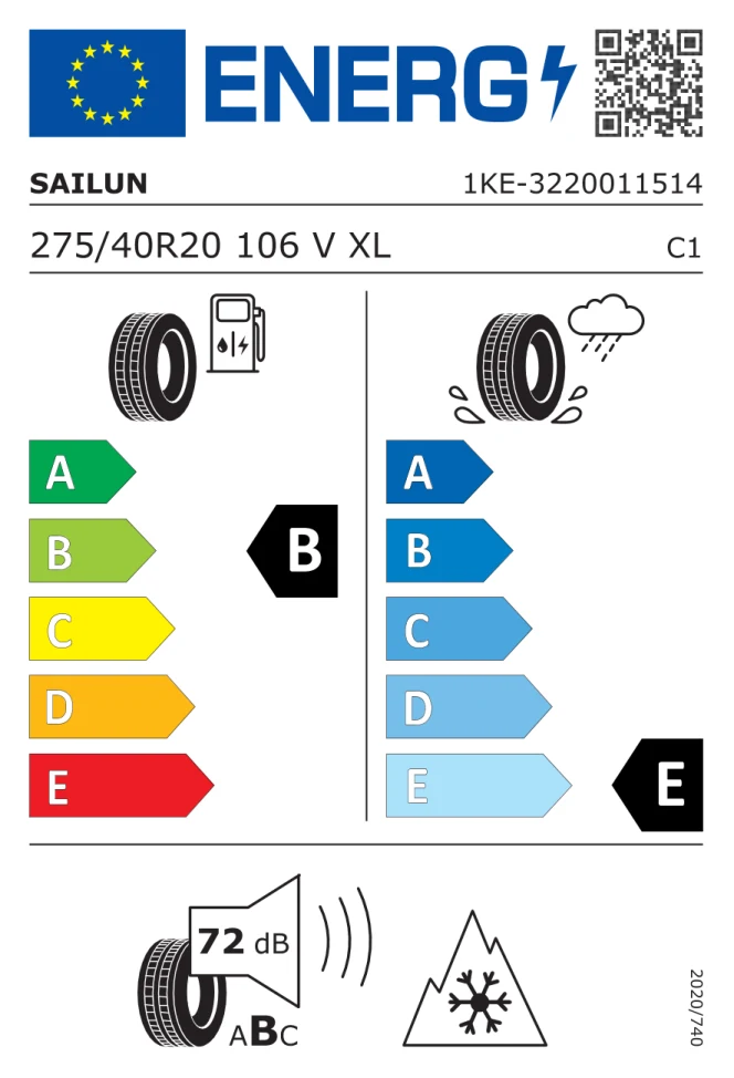 Etichetta europea SAILUN ICE BLAZER ARCTIC EVO 275/40R20 106V TL