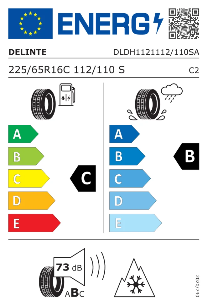 Etichetta europea DELINTE AW 5 VAN 225/65R16C 112/110S TL