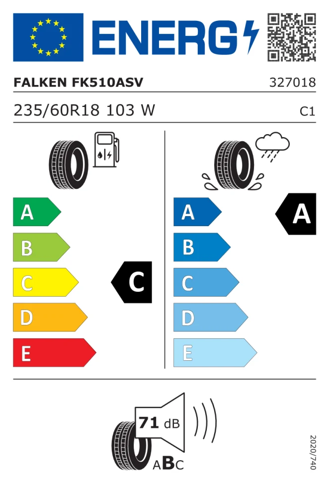 Etichetta europea FALKEN AZENIS FK510A 235/60R18 103W TL
