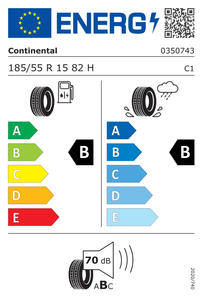 Etichetta europea CONTINENTAL CONTIECOCONTACT 5 185/55R15 82H TL