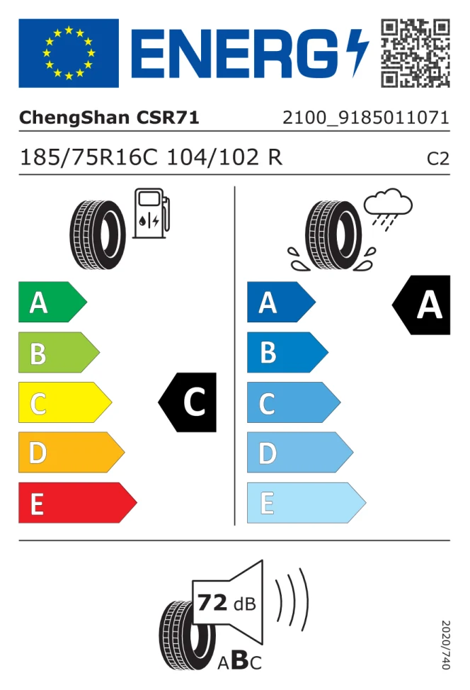 Etichetta europea CHENGSHAN CSR 71 185/75R16C 104/102R TL
