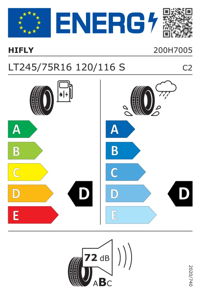 Etichetta europea HIFLY AT 601 LT245/75R16 120/116S TL