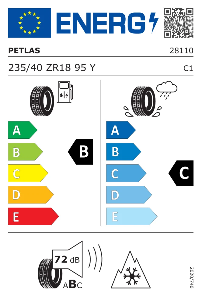 Etichetta europea PETLAS MULTI ACTION PT565 235/40ZR18 95Y TL