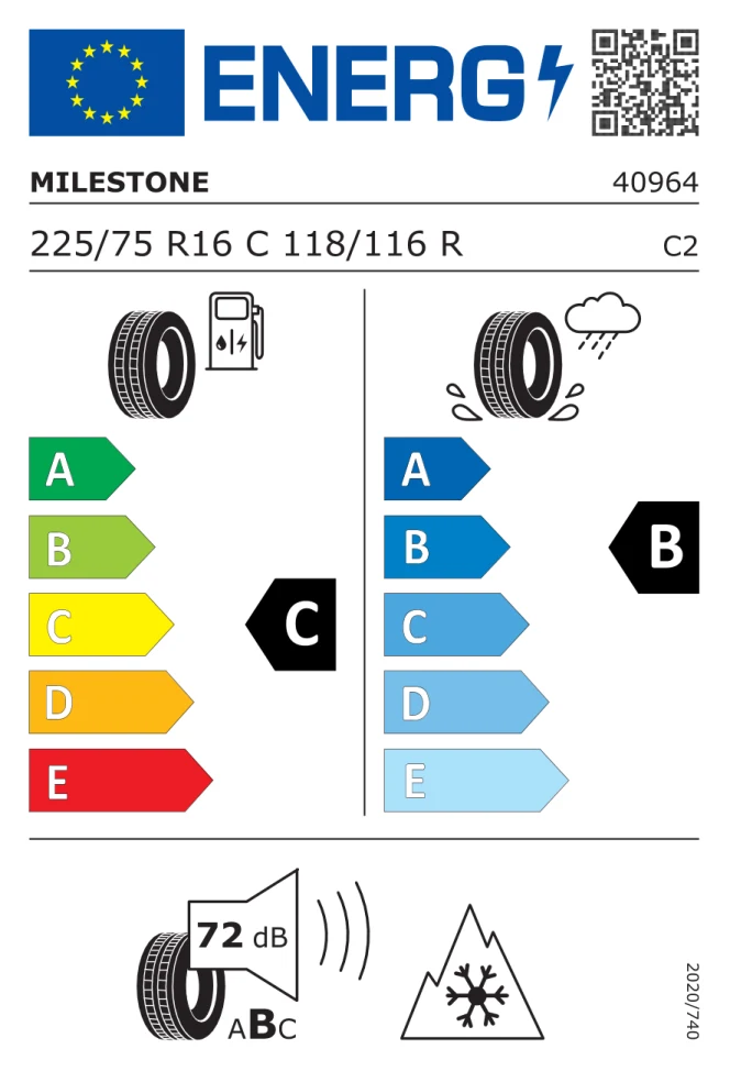 Etichetta europea MILESTONE WINTIDE 225/75R16C 118/116R TL