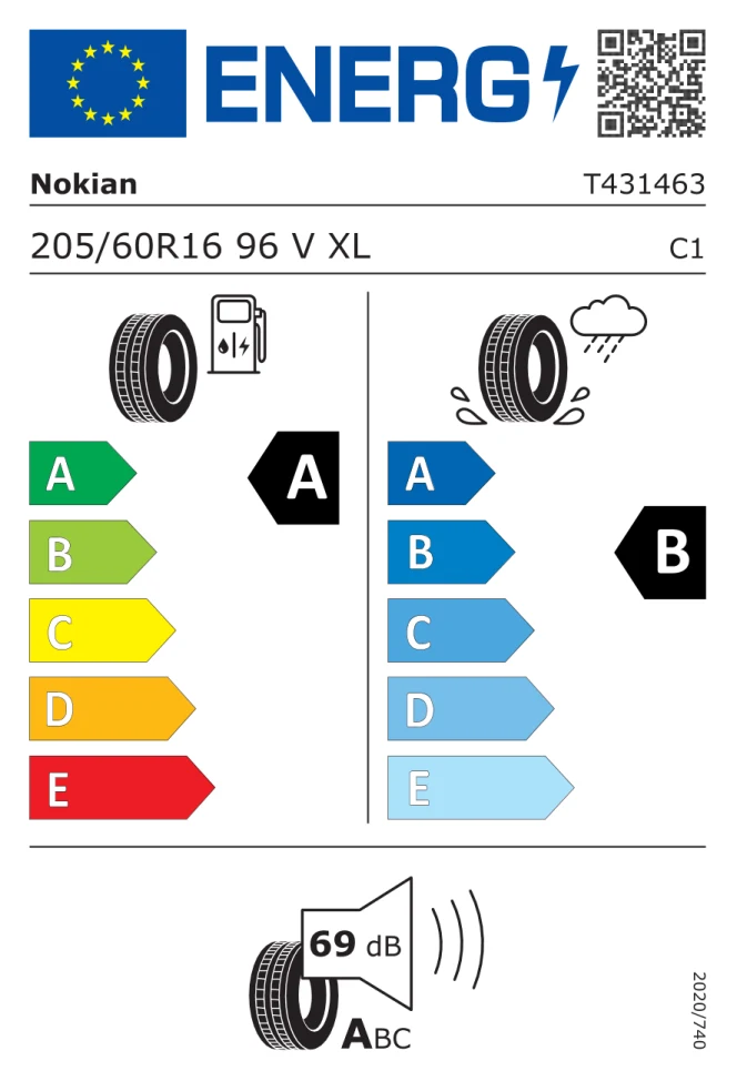 Etichetta europea NOKIAN HAKKA GREEN 3 205/60R16 96V TL