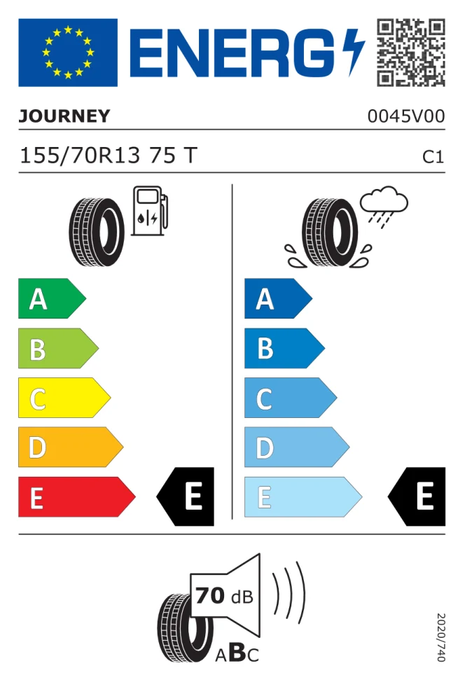 Etichetta europea JOURNEY WR 080 155/70R13 75T TL
