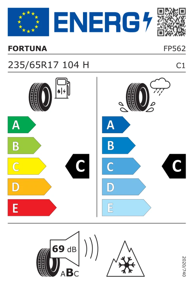 Etichetta europea FORTUNA WINTER SUV 235/65R17 104H TL
