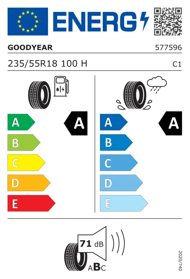 Etichetta europea GOODYEAR EAGLE F1 ASYMMETRIC 5 235/55R18 100H TL