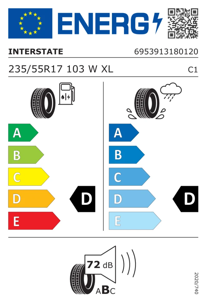 Etichetta europea INTERSTATE SPORT GT 235/55R17 103W TL