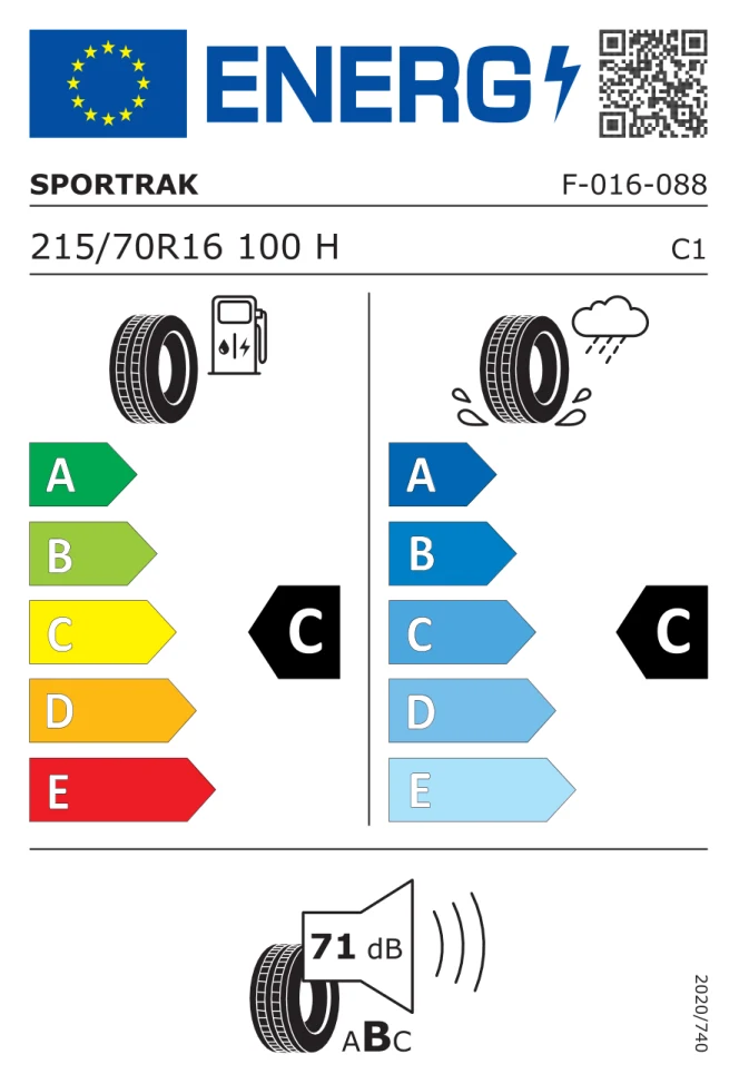 Etichetta europea SPORTRAK SP 716 215/70R16 100H TL
