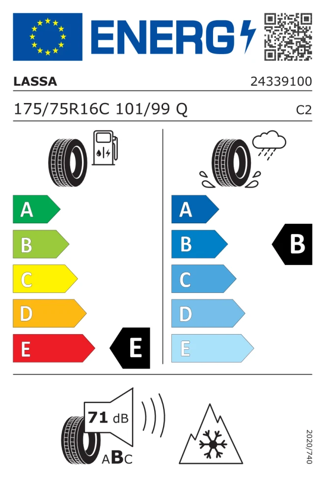 Etichetta europea LASSA MULTIWAYS C ALL SEASON 175/75R16C 101/99Q TL