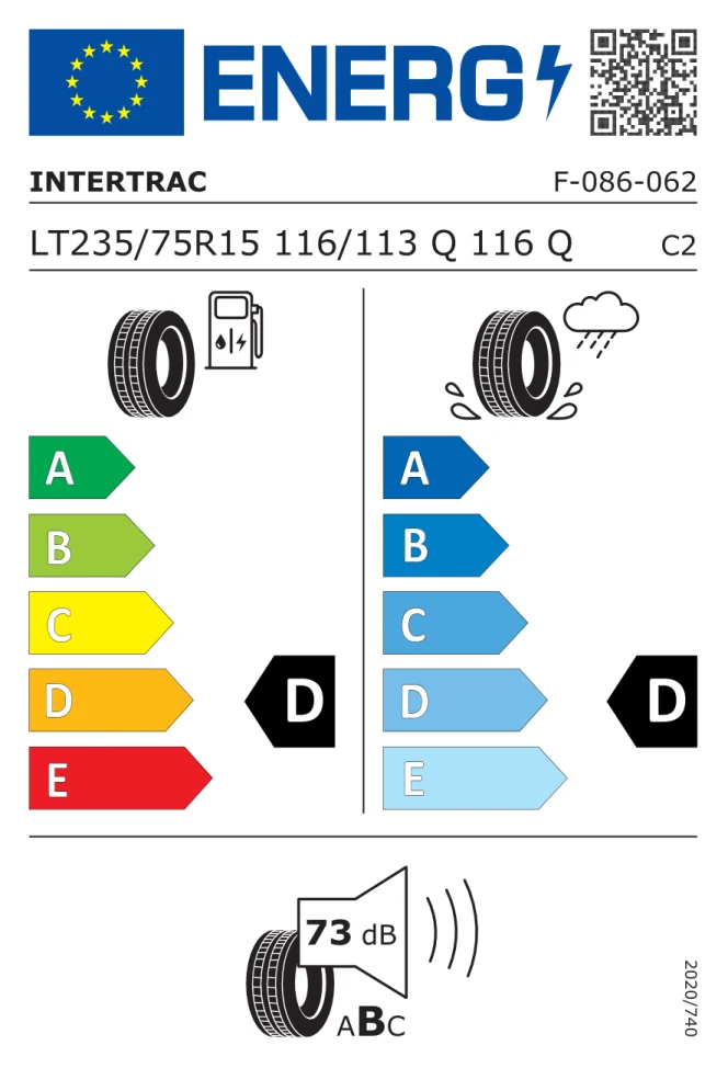 Etichetta europea INTERTRAC MT X LT235/75R15 116/113Q TL