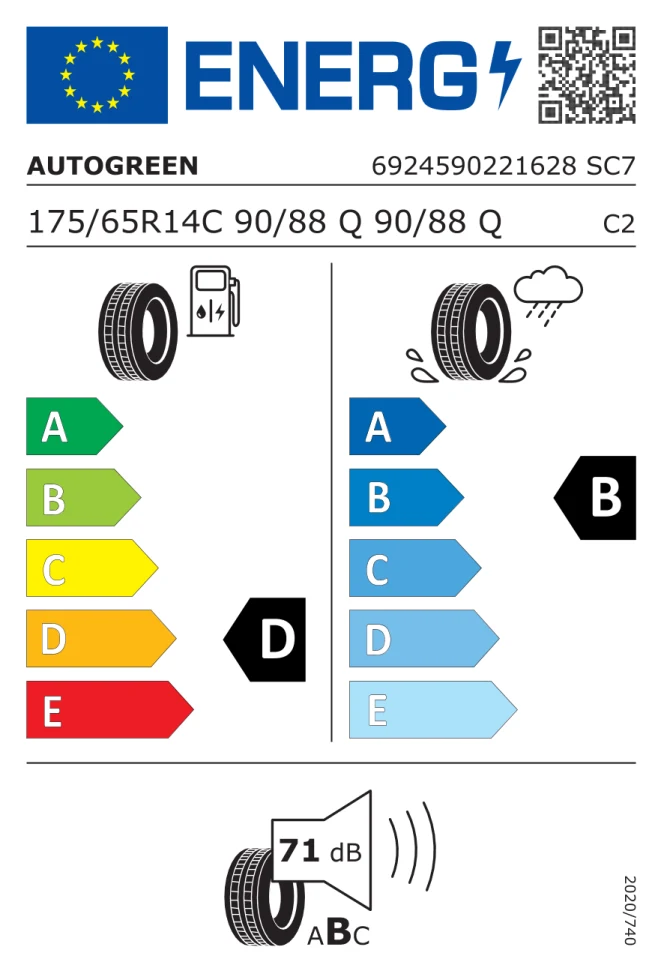 Etichetta europea AUTOGREEN SMART CRUISER SC7 175/65R14C 90/88Q TL