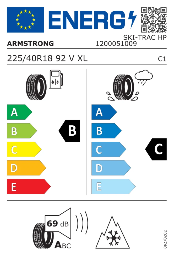 Etichetta europea ARMSTRONG SKI TRAC HP 225/40R18 92V TL