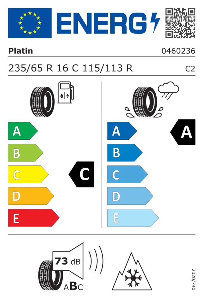 Etichetta europea PLATIN RP 700 235/65R16C 115/113R TL