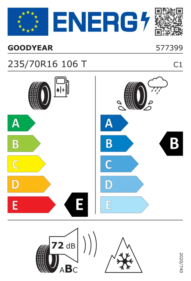 Etichetta europea GOODYEAR ULTRA GRIP PLUS SUV 235/70R16 106T TL