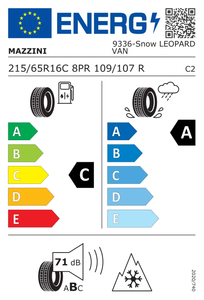 Etichetta europea MAZZINI SNOW LEOPARD VAN 215/65R16C 109/107R TL