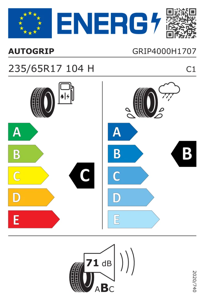 Etichetta europea AUTOGRIP GRIP 4000 235/65R17 104H TL