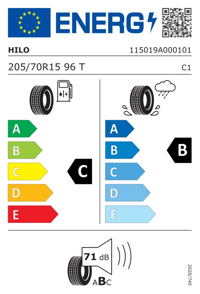 Etichetta europea HILO GENESYS XP1 205/70R15 96T TL