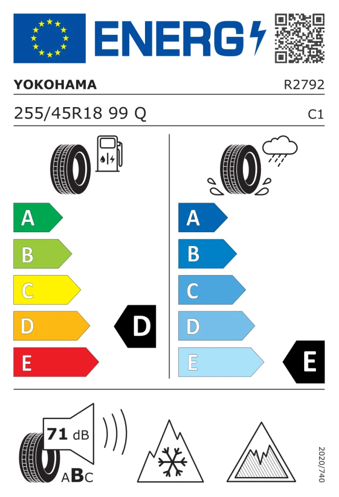 Etichetta europea YOKOHAMA ICE GUARD IG60 255/45R18 99Q TL