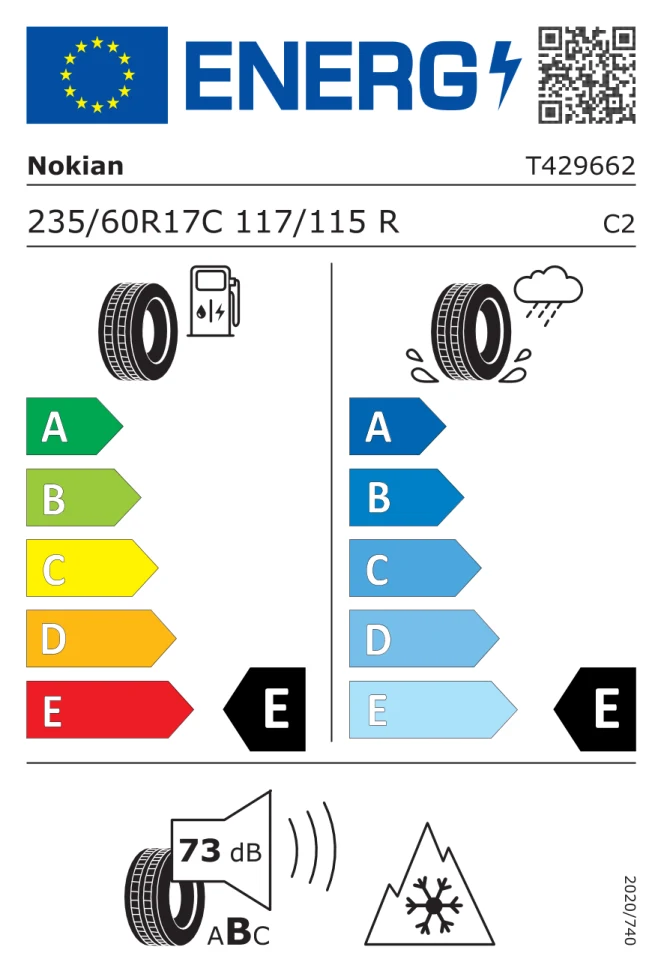 Etichetta europea NOKIAN HAKKAPELIITTA C3 235/60R17C 117/115R TL