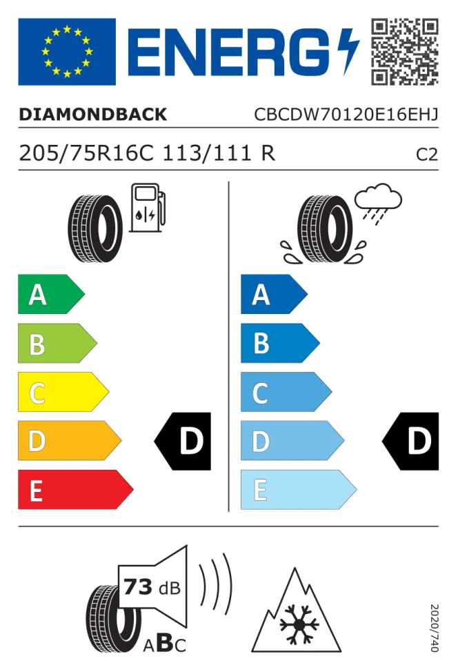 Etichetta europea DIAMONDBACK DW 701 205/75R16C 113/111R TL