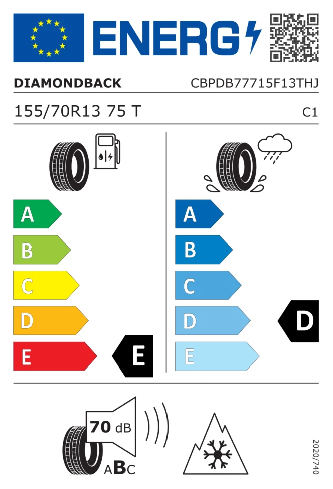 Etichetta europea DIAMONDBACK DB 777 155/70R13 75T TL