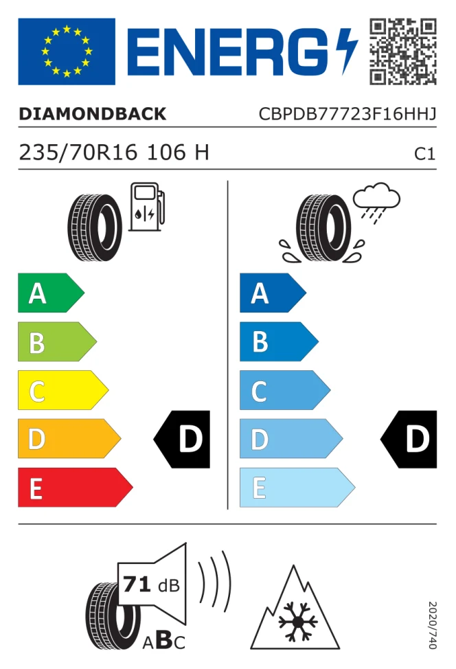 Etichetta europea DIAMONDBACK DB 777 235/70R16 106H TL