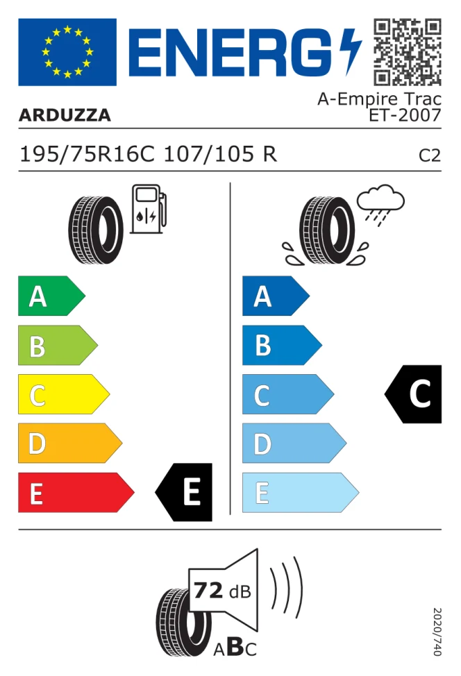 Etichetta europea ARDUZZA EMPIRE TRAC ET 195/75R16C 107/105R TL