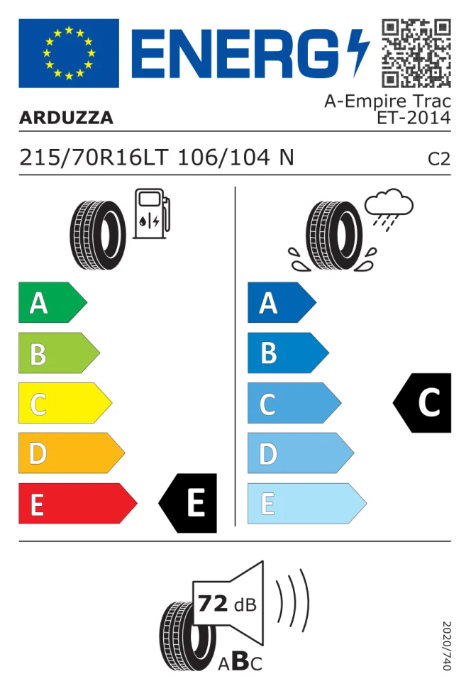 Etichetta europea ARDUZZA EMPIRE TRAC ET LT215/70R16 106/104N TL