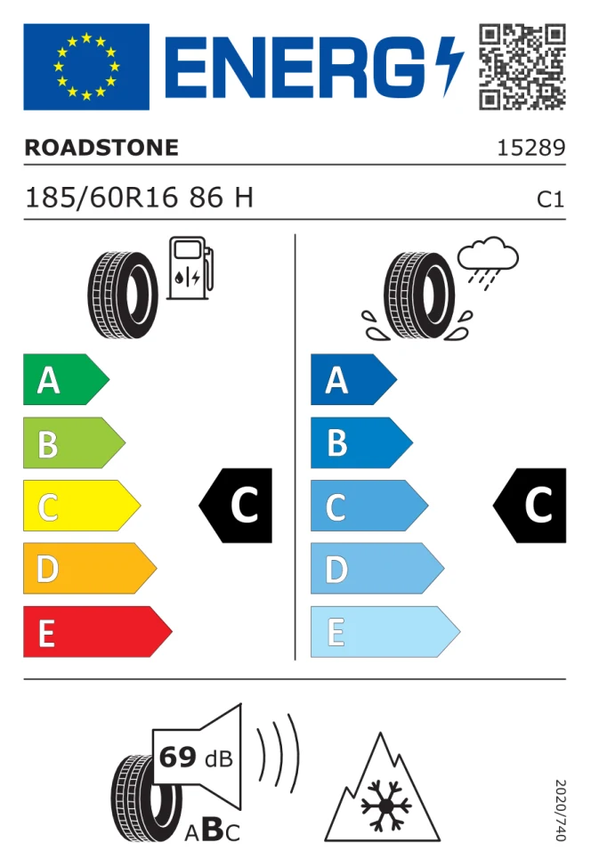 Etichetta europea ROADSTONE EUROVIS ALPINE WH1 185/60R16 86H TL