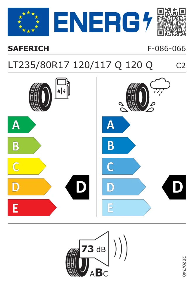 Etichetta europea SAFERICH FRC 86 LT235/80R17 120/117Q TL