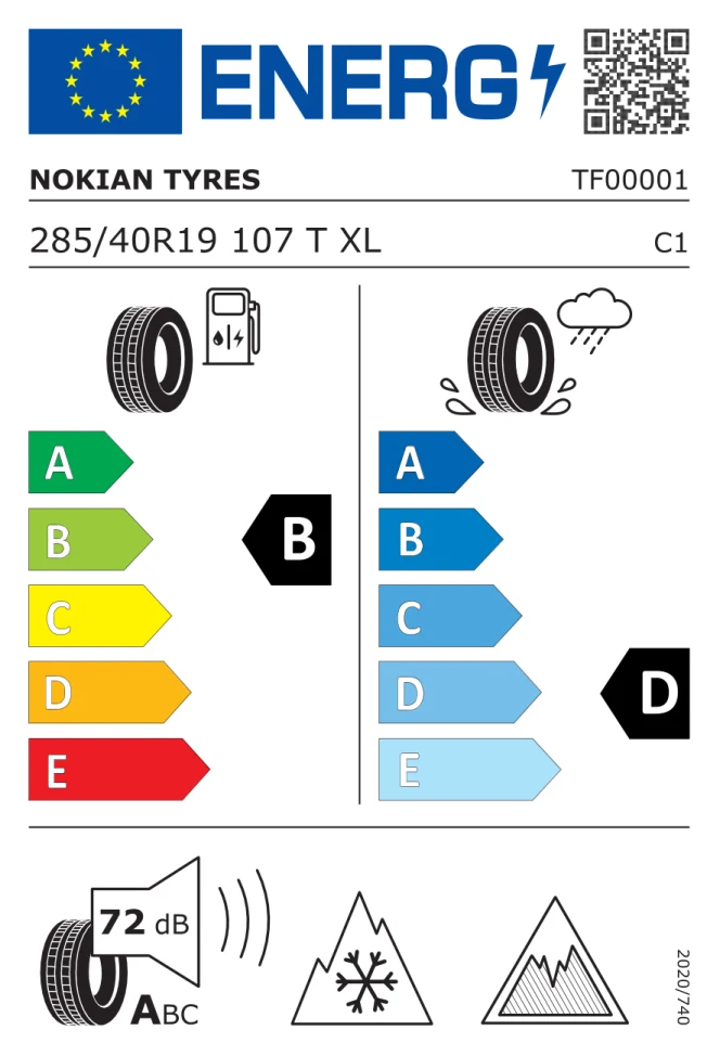Etichetta europea NOKIAN HAKKAPELIITTA R5 EV 285/40R19 107T TL