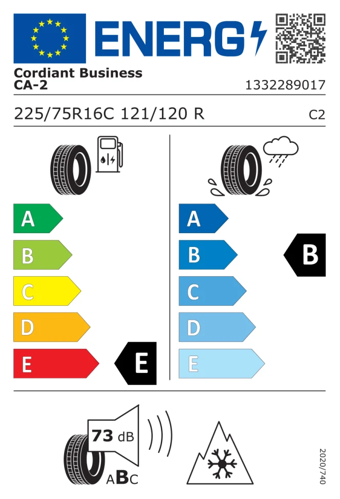 Etichetta europea CORDIANT BUSINESS CW2 225/75R16C 121/120R TL