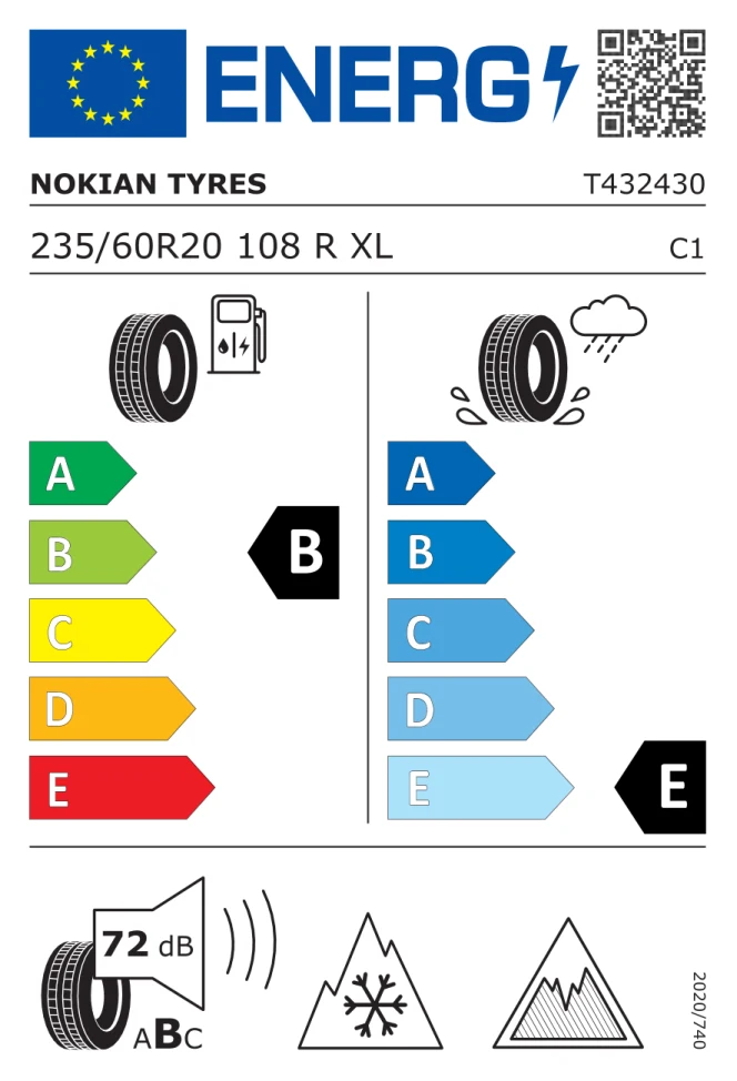 Etichetta europea NOKIAN HAKKAPELIITTA R3 SUV 235/60R20 108R TL