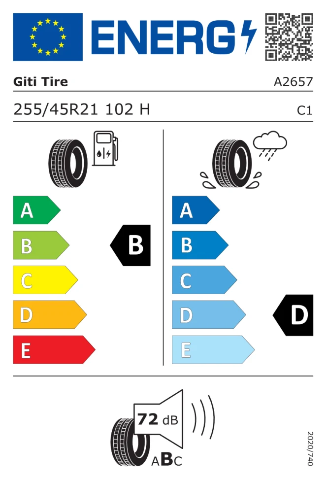 Etichetta europea GITI GITICOMFORT 520 255/45R21 102H TL