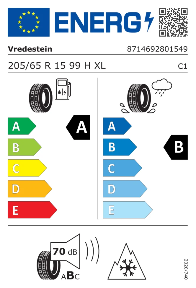 Etichetta europea VREDESTEIN QUATRAC 205/65R15 99H TL