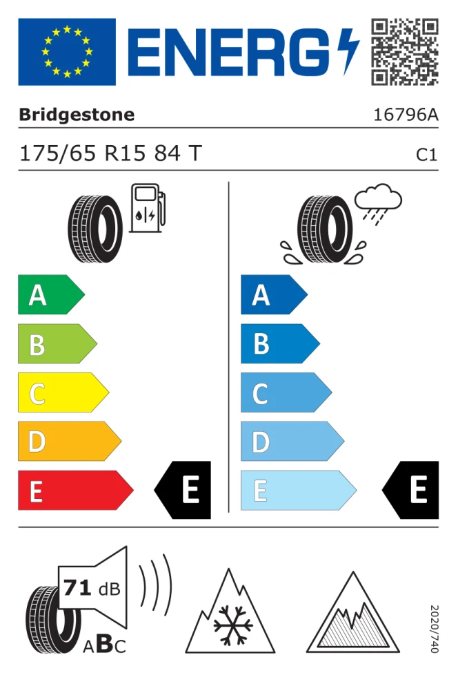 Etichetta europea BRIDGESTONE BLIZZAK ICE 175/65R15 84T TL